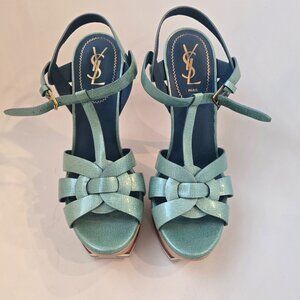 Rare Aqua Blue YSL Tribute Aqua sandals 39.5